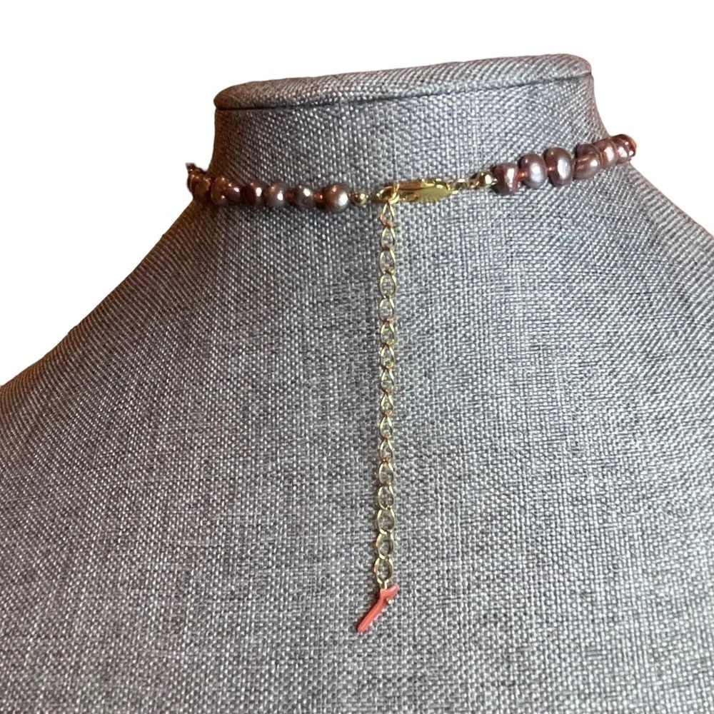 Handmade Red Agate, Coral, Freshwater Pearls, Amethyst &‎ Glass Beaded Necklace